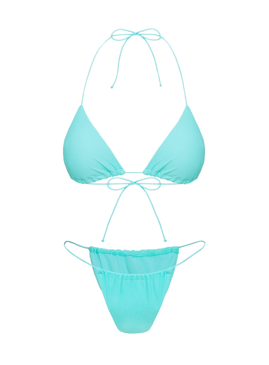 Selbie String Ruched Bikini Bottom White / Blue